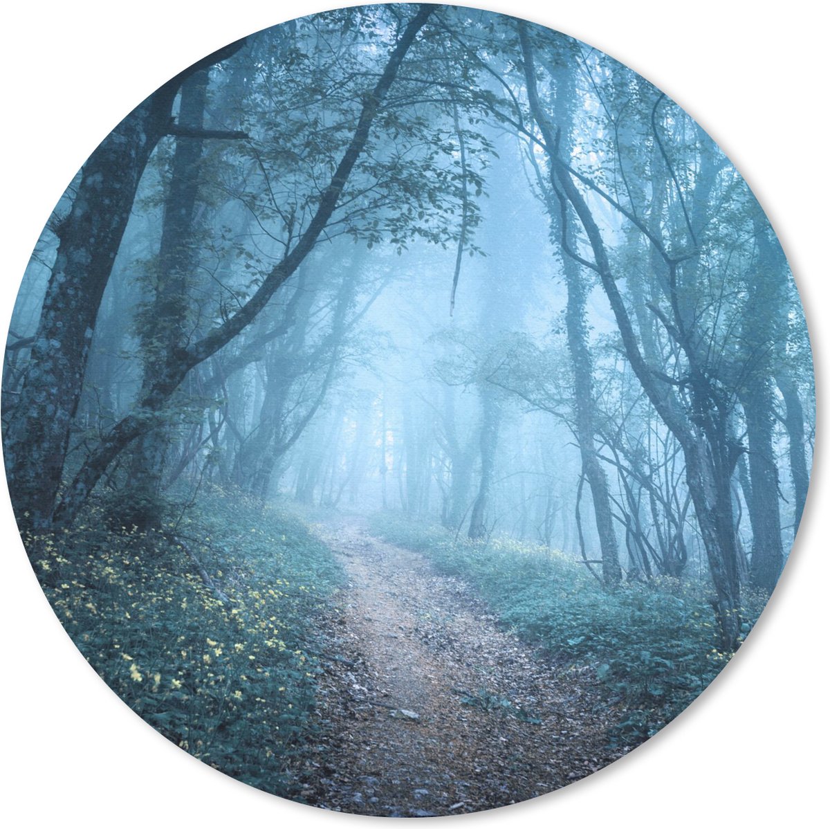 Muismat rond 40x40 cm - Mousepad Bomen - Natuur - Mist - Ronde muismatten