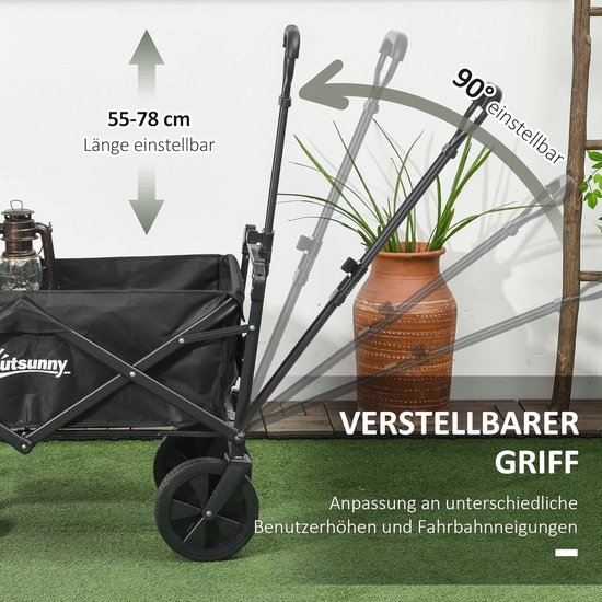 Opvouwbare Bolderkar met Zonnedak - Tuinwagen voor Outdoor Avonturen, Draagvermogen tot 100 kg van Craftmax — afbeelding 4