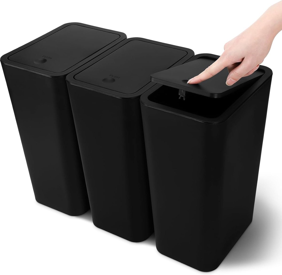 Goedkoopste Moderne Set van 3 Mini Prullenbakken met Drukdeksel voor Elke Kamer