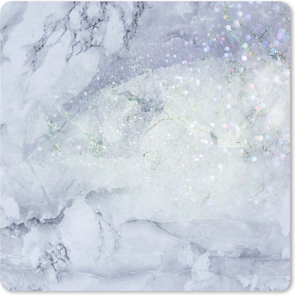 Muismat 30x30 cm - Mousepad Marmer - Glitter - Blauw - Muismatten