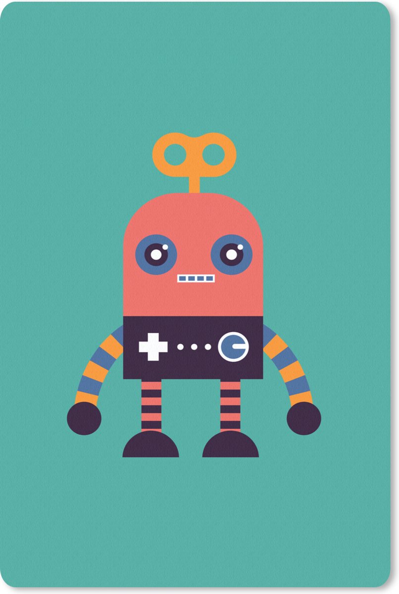 Muismat 18x27 cm - Mousepad Robot - Speelgoed - Gezicht - Roze - Jongens - Kinderen - Muismatten