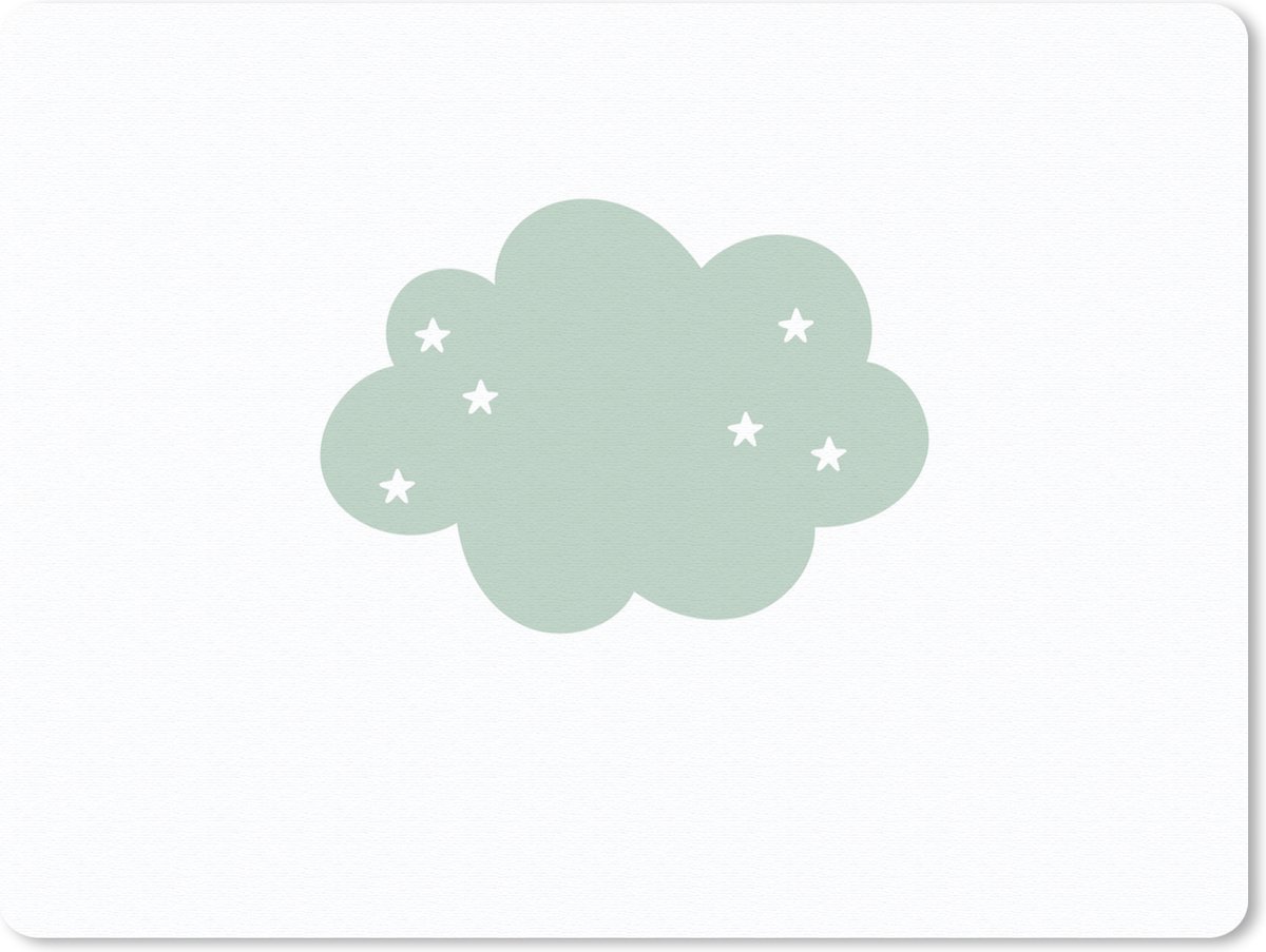 Muismat 23x19 cm - Mousepad Wolk - Meiden - Jongens - Sterren - Pastel - Kind - Muismatten