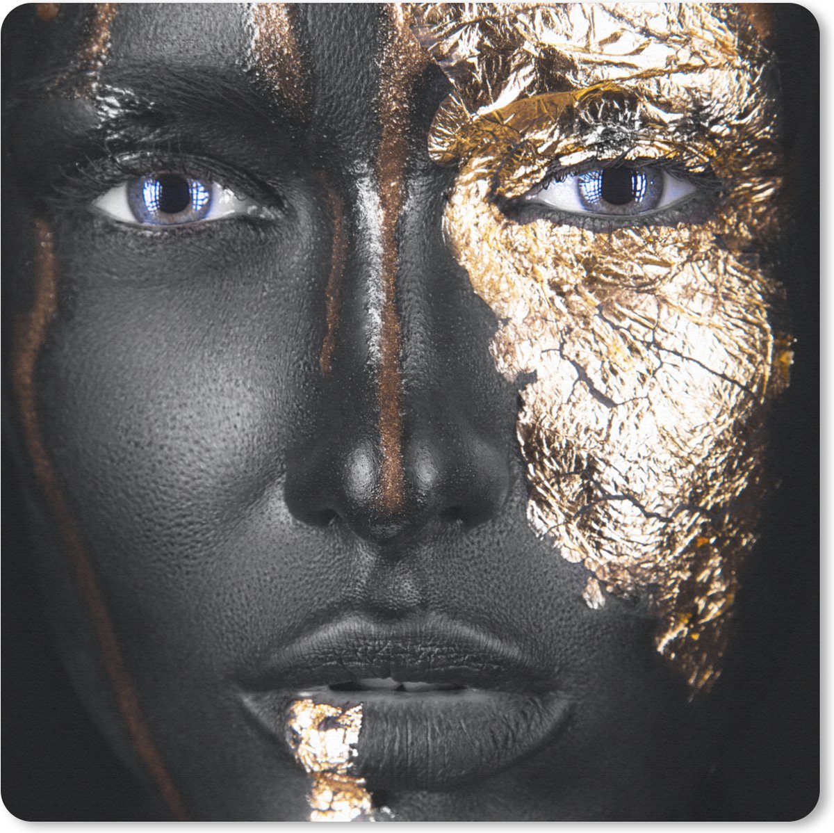 Muismat 30x30 cm - Mousepad Vrouw - Bladgoud - Zwart - Goud - Luxe - Muismatten