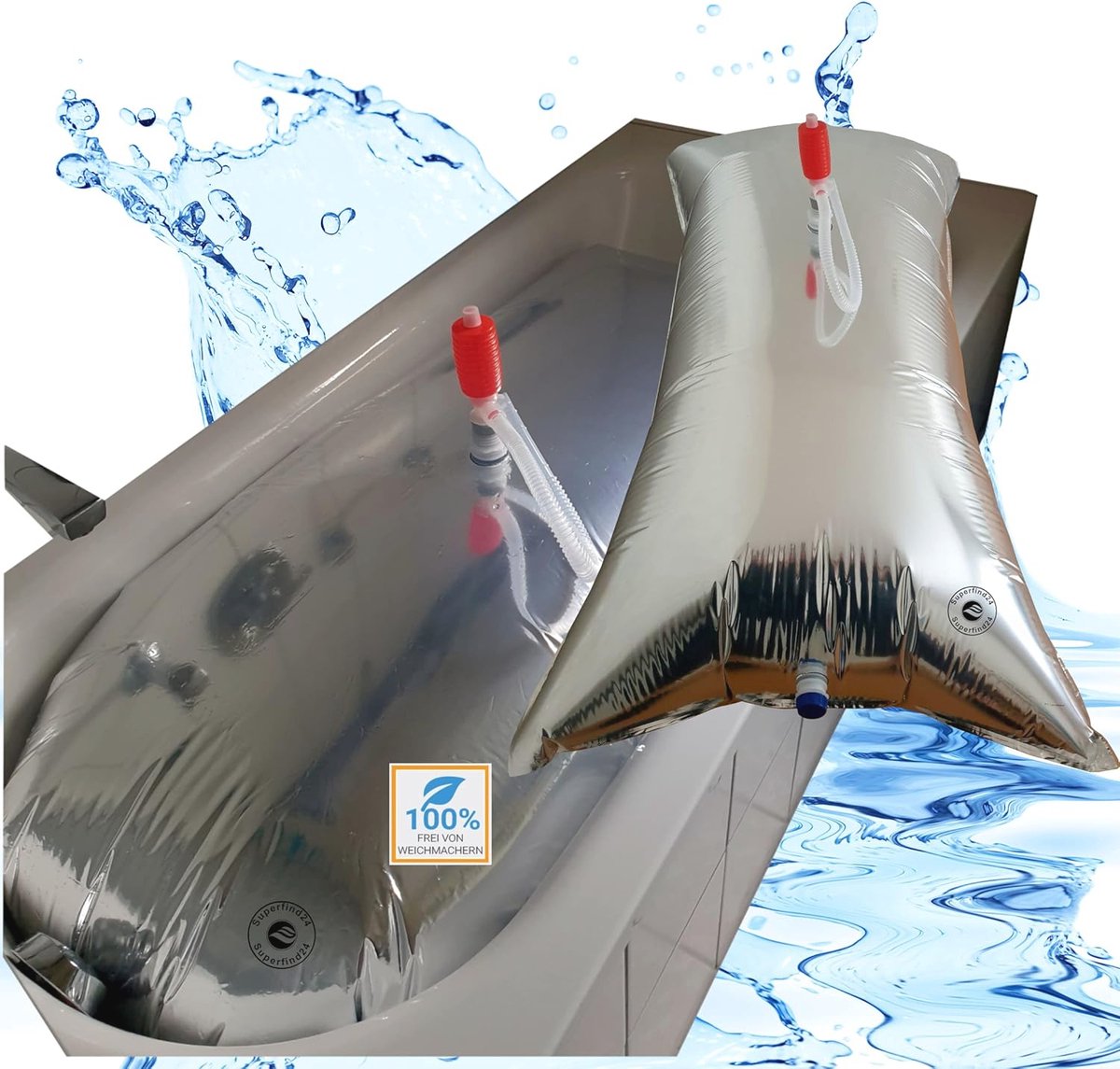 Draagbaar drinkwater, 2 stuks opvouwbare waterzakken, 10L