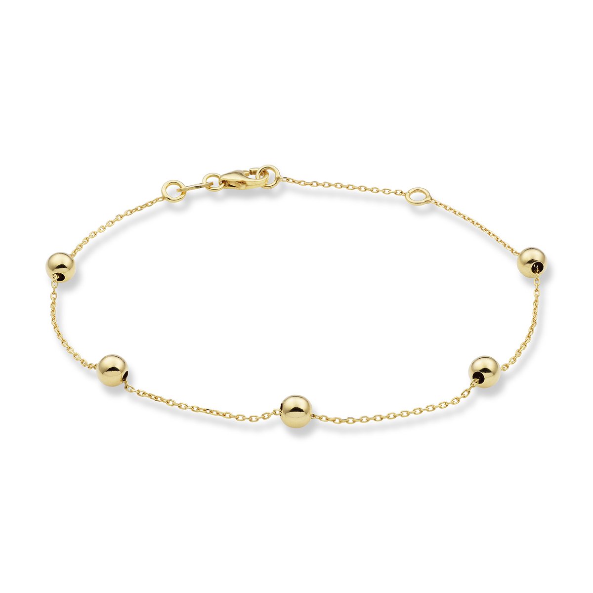 Miore Pure Armband Dames - 9 Karaat - Bollen - Handgemaakte Schakelarmband - Kleur Geelgoud - 18 cm
