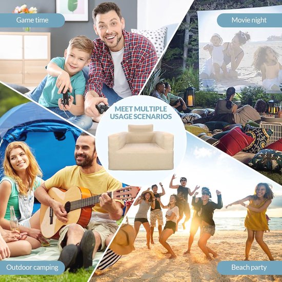 shjxi Elektrische pomp opblaasbank, opblaasbare bankstoel, automatische opblaasbare ligstoel, elektrische pomp, opblaasbank, draagbare opblazende bank voor kamperen, reizen, outdoor, wandelen