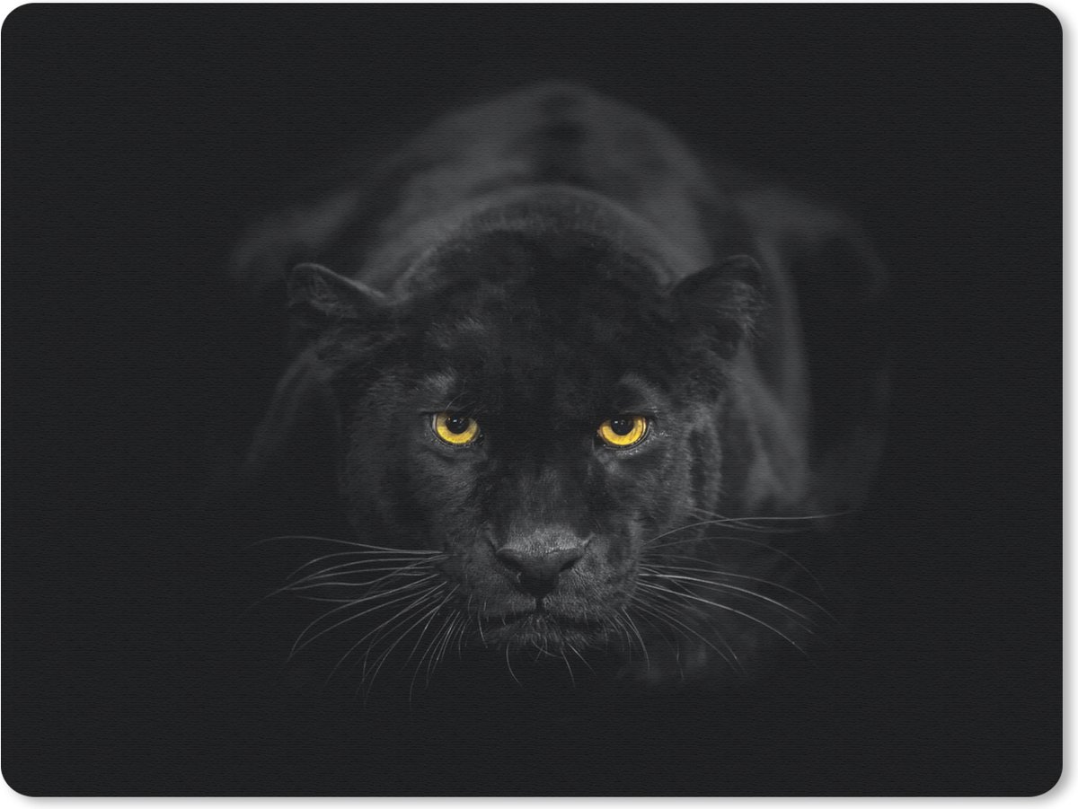 Muismat 23x19 cm - Mousepad Panter - Dieren - Zwart - Ogen - Muismatten