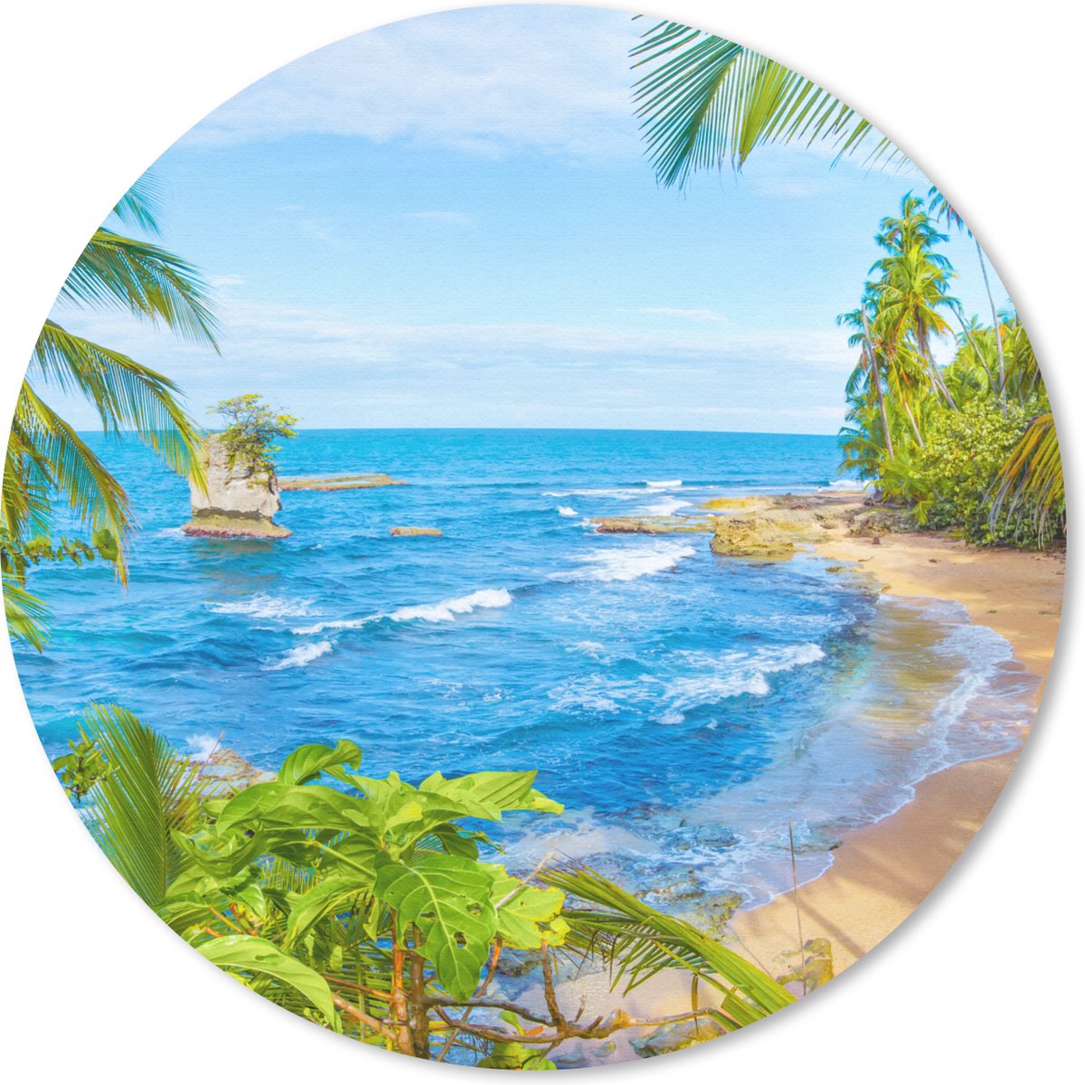 Muismat rond 30x30 cm - Mousepad Strand - Amerika - Palmbomen - Ronde muismatten
