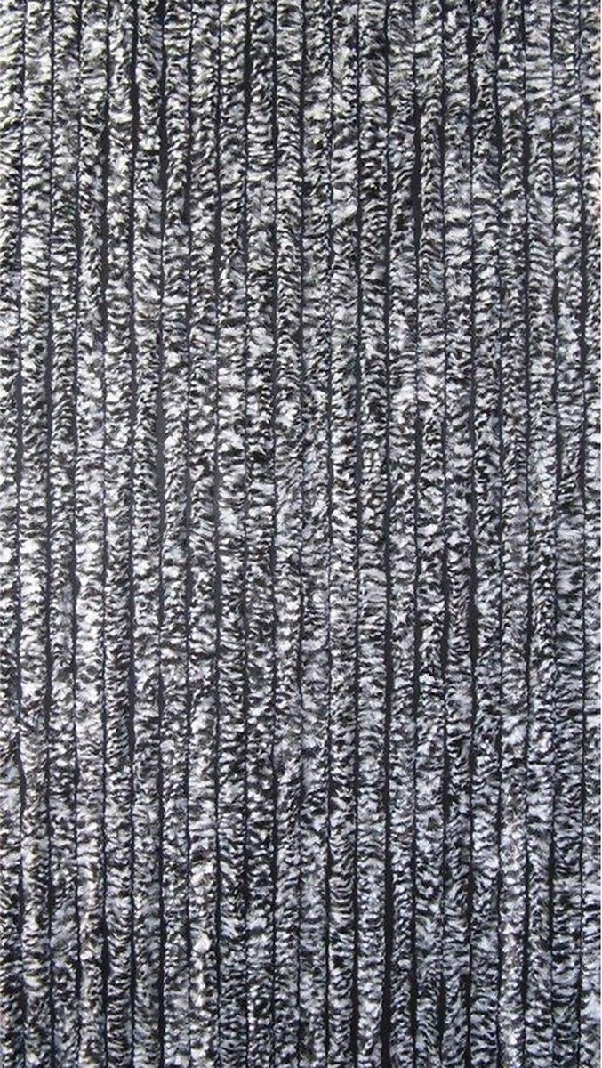 Kynast Garden - Vliegengordijn Kattenstaart - Pluche - 90 x 200 cm - Grijs/Zwart-Let op hoogte -Meet kozijn op