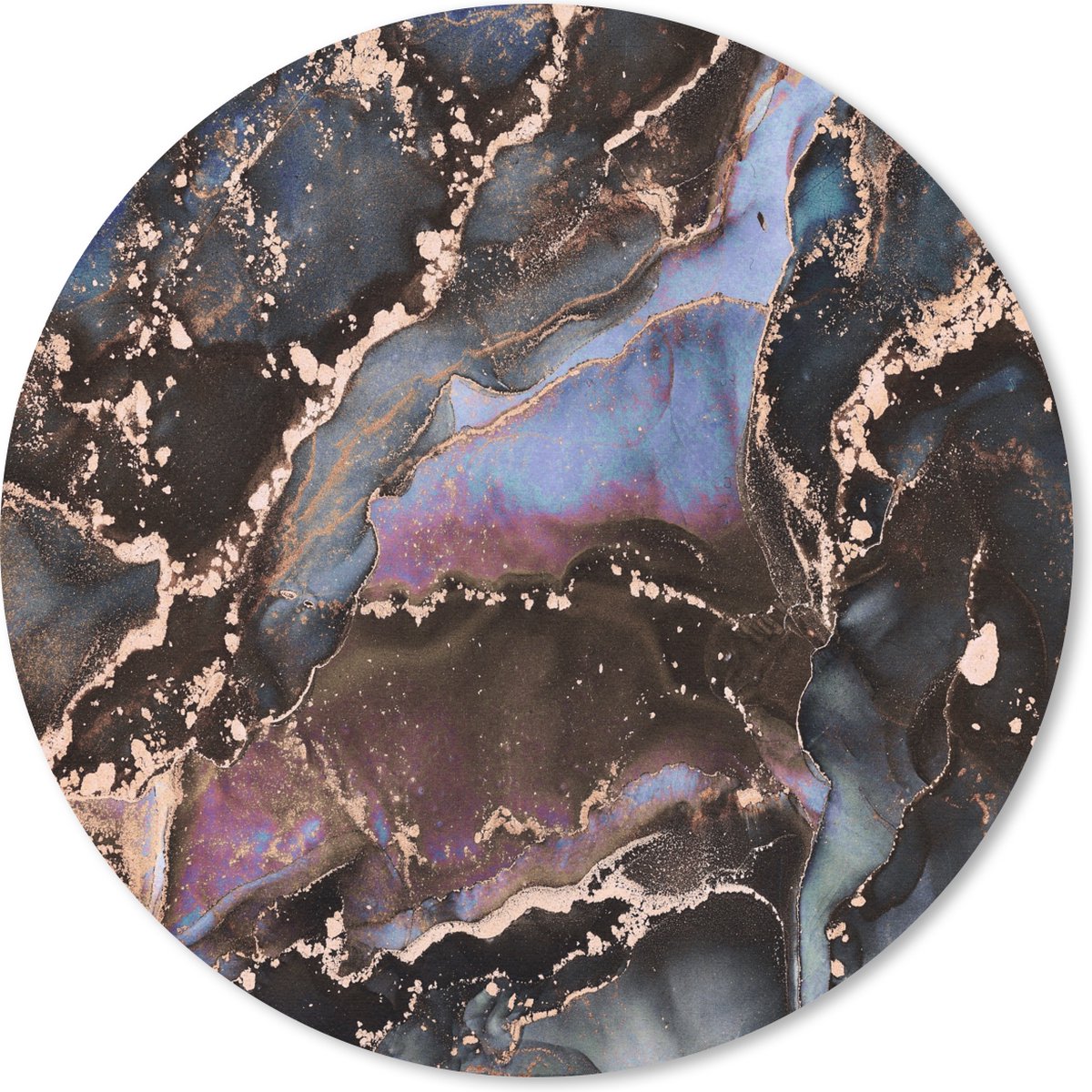 Muismat rond 20x20 cm - Mousepad Marmer - Goud - Rosé - Ronde muismatten