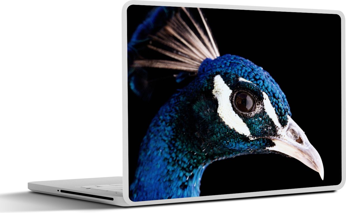 Laptop sticker - 10.1 inch - Pauw - Dier - Blauw - 25x18cm - Laptopstickers - Laptop skin - Cover