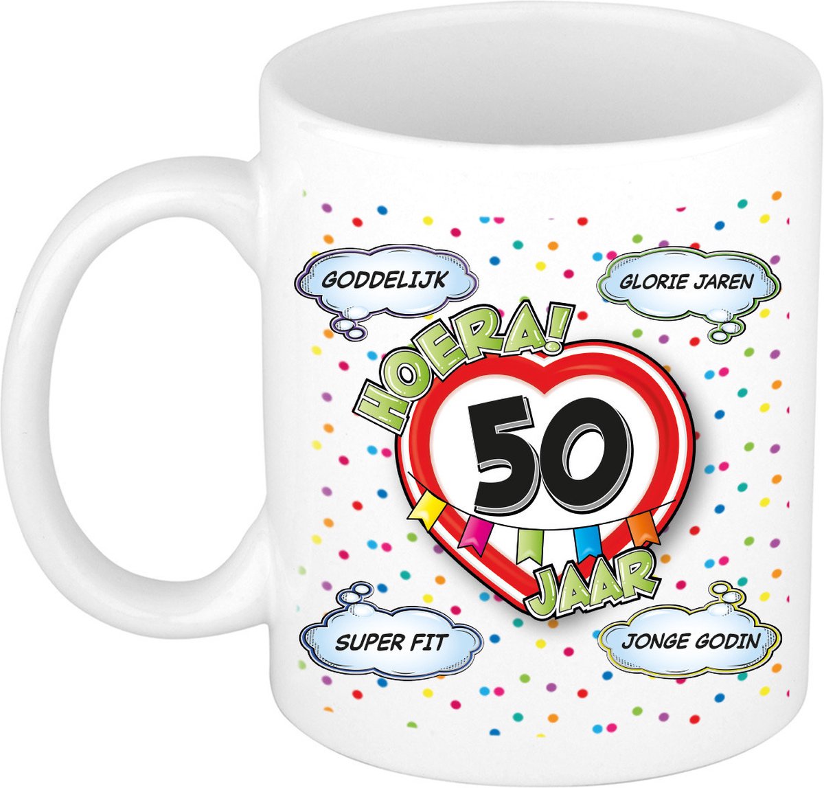 Bellatio Decorations Verjaardag cadeau mok 50 jaar - wit - goddelijk - 300 ml - keramiek - Sarah