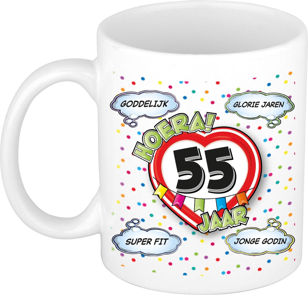 Bellatio Decorations Verjaardag cadeau mok 55 jaar - wit - goddelijk - 300 ml - keramiek - Sarah