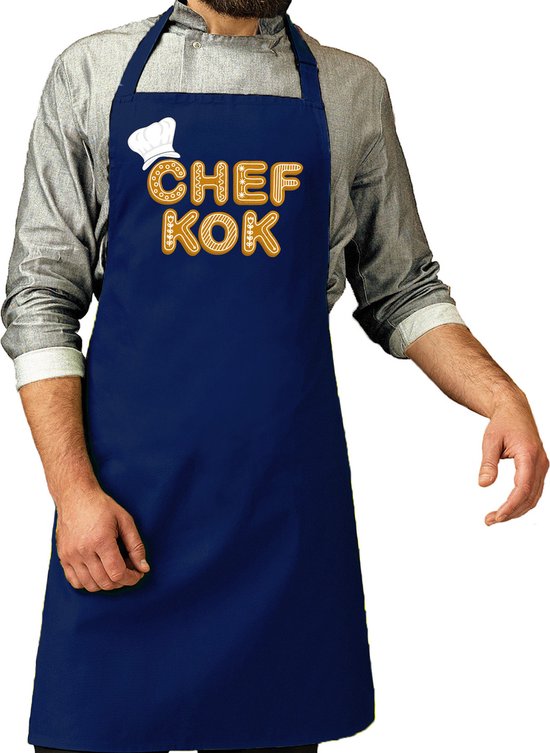 Bellatio Decorations Verjaardag cadeau schort - Chefkok - barbecue/bbq - blauw - Vaderdag