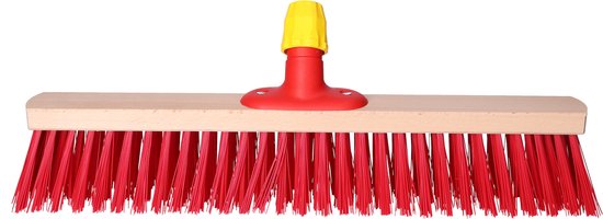 Buemag buiten bezemkop voor tegels - met steelhouder - rood - Breed 50 cm - hout/kunststof - harde straatbezem van Buemag — afbeelding 2