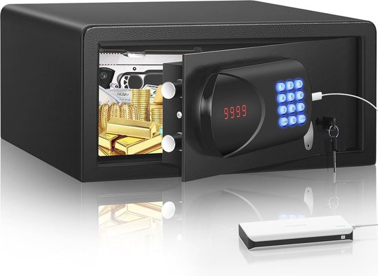 Silvergear® Kluis met Code | Elektronisch Kluisje met 3- tot 8-cijferige Code | Stalen Safe Box met 2 Sleutels voor het Bewaren van Geld en Sieraden | 17x23x17cm | Zwart Silvergear® Kluis met Code | Elektronisch Kluisje met 3- tot 8-cijferige Code | Stalen Safe Box met 2 Sleutels voor het Bewaren van Geld en Sieraden | 17x23x17cm | Zwart