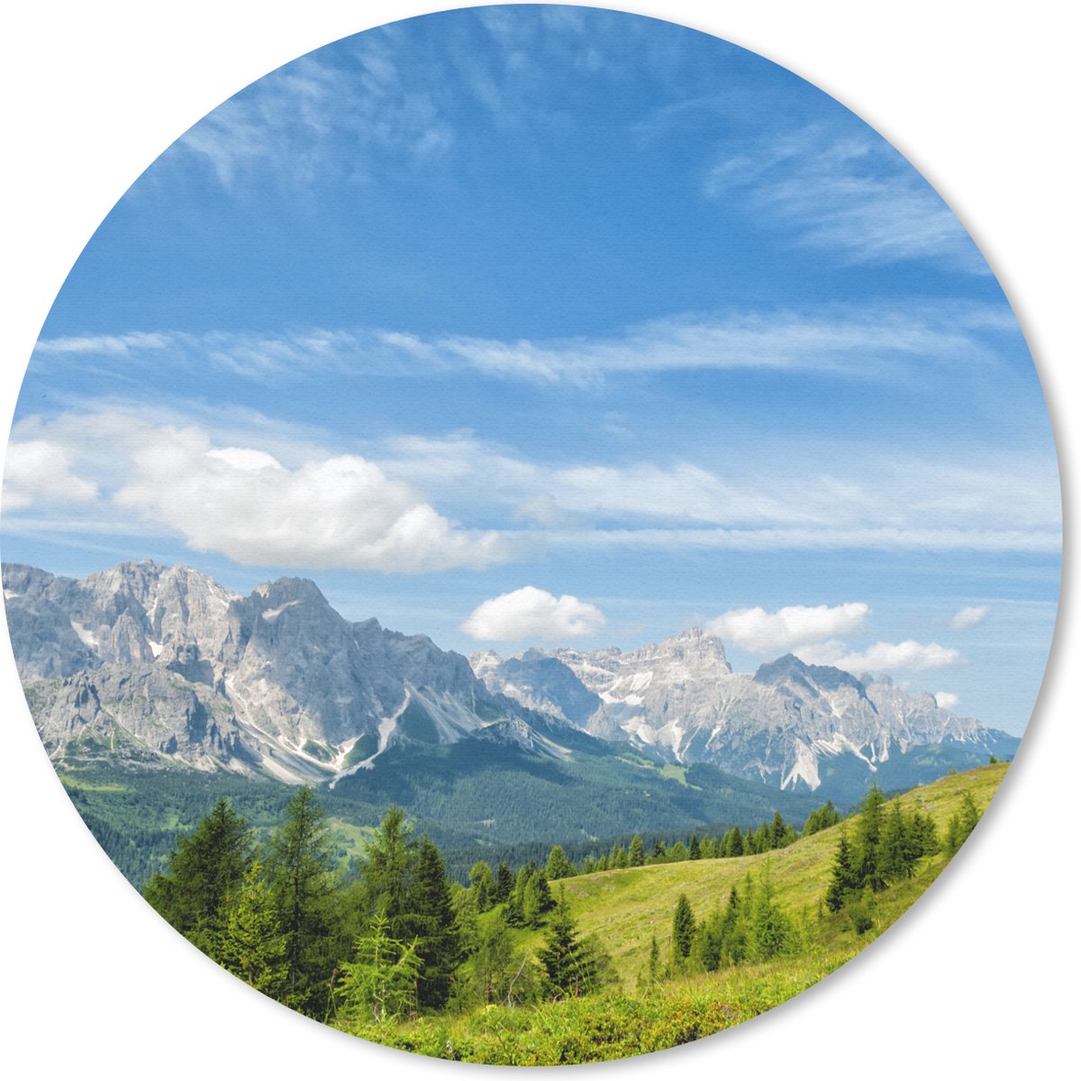 Muismat rond 20x20 cm - Mousepad Alpen - Bergen - Gras - Ronde muismatten