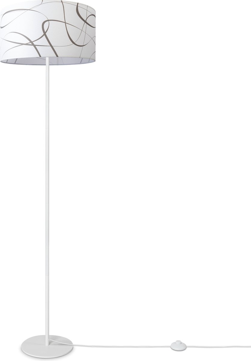 Paco HomeStaande Lamp Woonkamer Lampenkap Stof Leeslamp Abstract Vintage