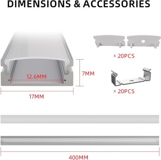Set: LED-profiel, 100cm profiel LED 45° voor LED-strips, aluminium LED- profiel LT7 afdekking (wit melk Set: LED-profiel, 100cm profiel LED 45° voor LED-strips, aluminium LED- profiel LT7 afdekking (wit melk