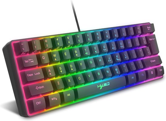 60% Bedraad Gamingtoetsenbord, RGB-verlicht Minitoetsenbord