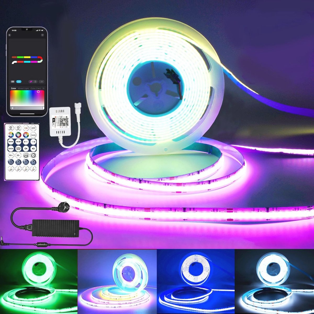 Goedkoopste 10 Meter RGB IC LED Strip - Dimbare Kleurverlichting voor Google Home en Alexa, Perfect voor Thuis en Feestelijke Ambient Verlichting