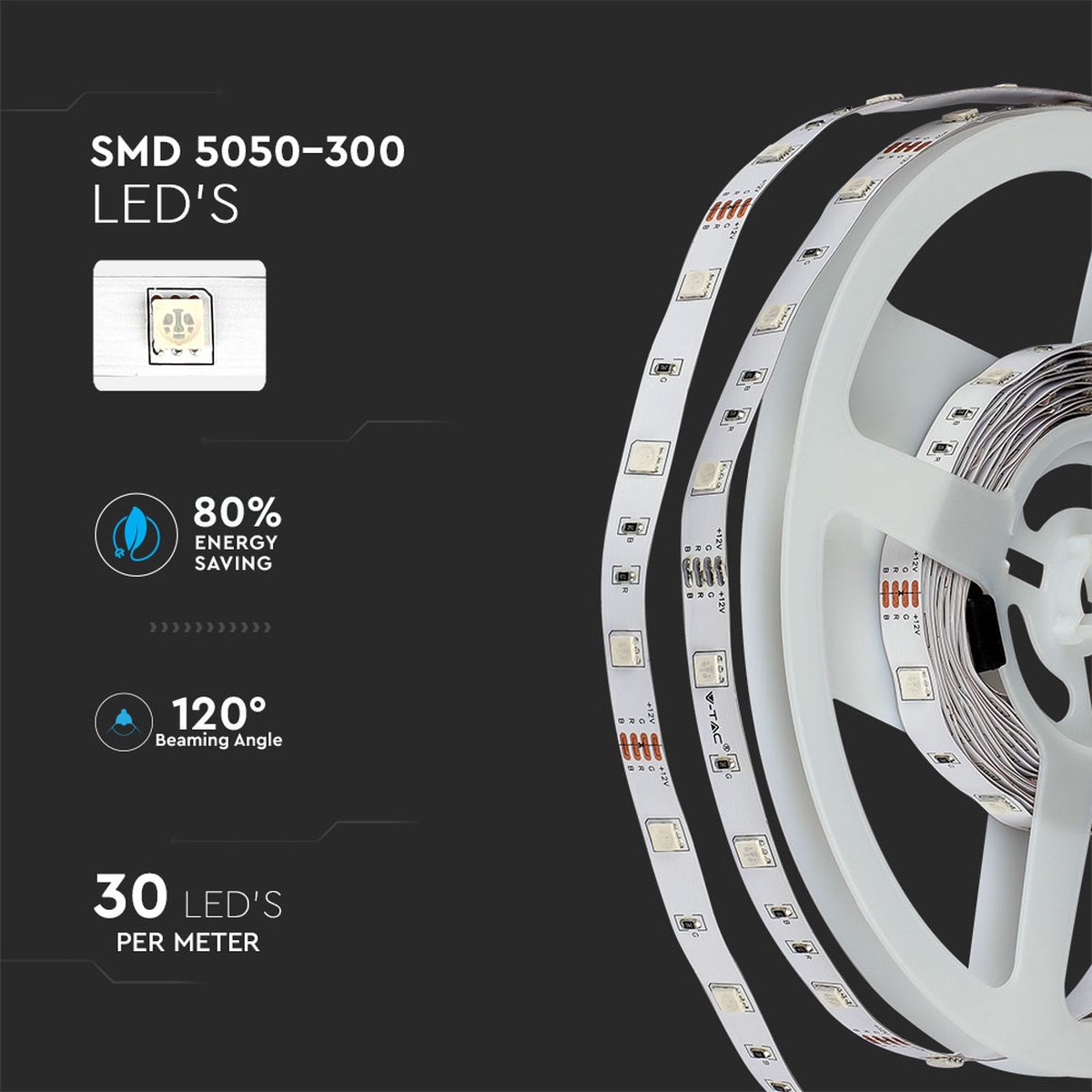 V-TAC VT-5050 300 LED Strips LED Striplight Kits IP20 VT-5050 300