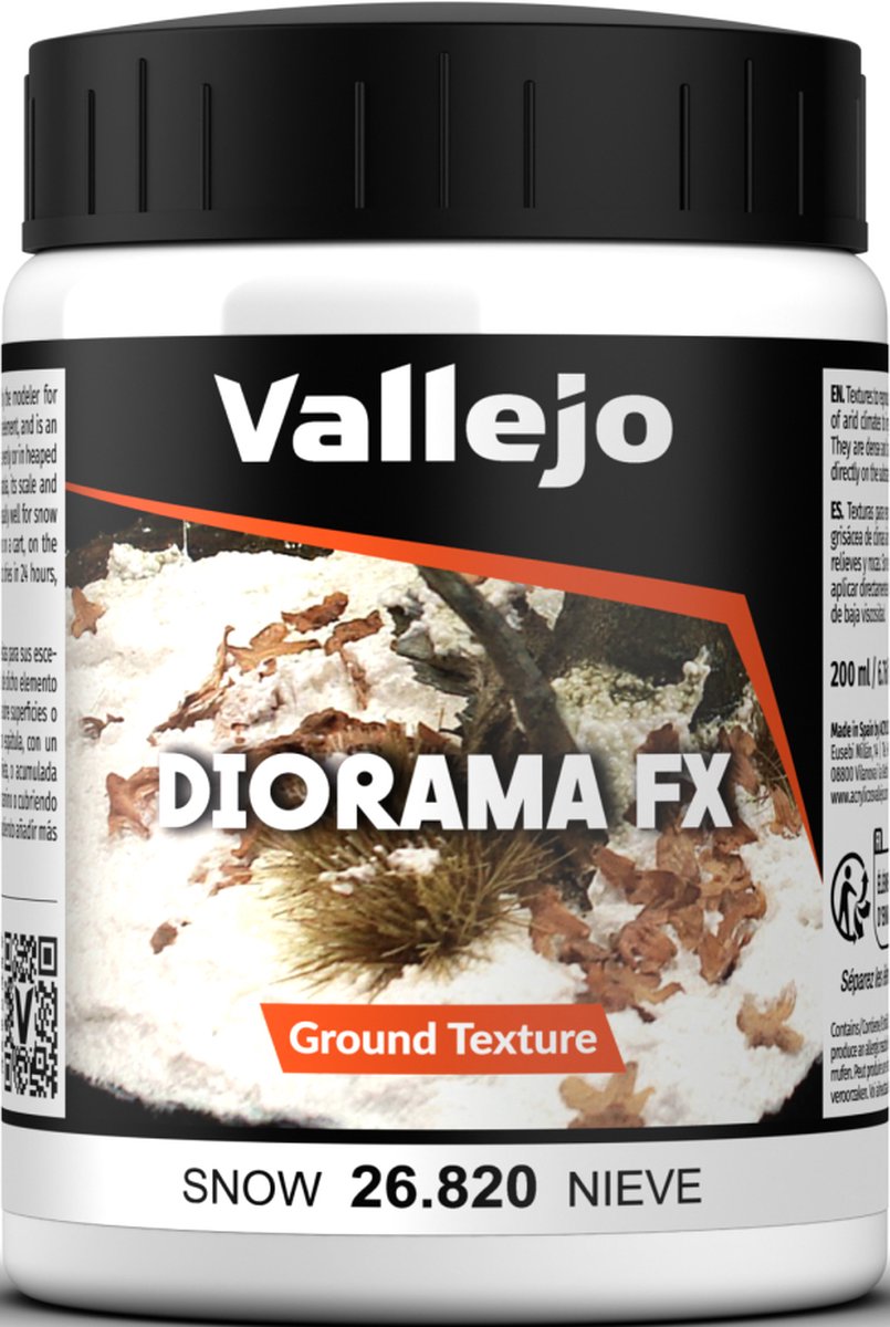 Vallejo Modelbouwdecoratie - 26820 Ground Textures 820 - Sneeuw - 200ml Effecten potje