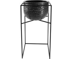 PTMD Lesley Bloempot Op Standaard - H68xØ36 cm - Set van 2 - Zwart