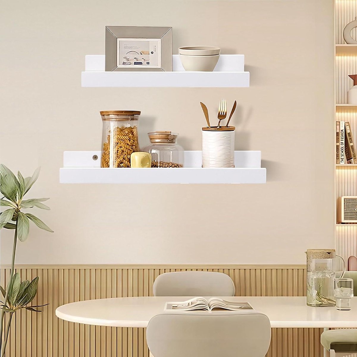 40x9cm zwevende planken fotolijst, 4 sets wandmontage decorplank eenvoudig te monteren voor woonkamer slaapkamer entree hal badkamer - wit