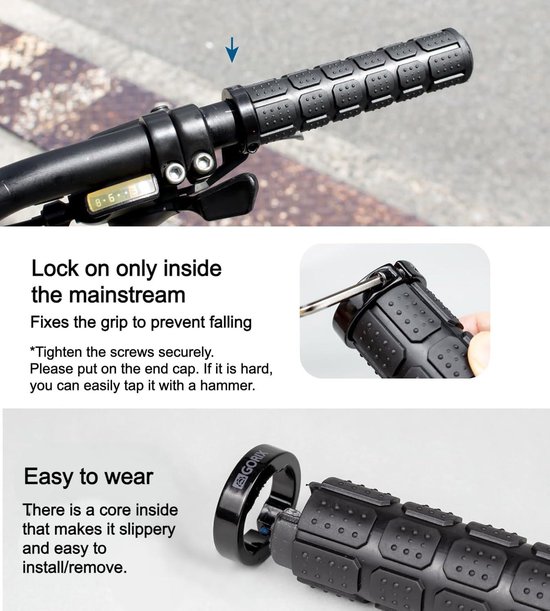 2x Black Anodized Aluminum Billet Motorcycle 1 Handlebar Comfort Rubber Hand Grips Bar End Plugs with Throttle Tube For Bobber Café Racer Chopper Cruiser Hogs Metric Motor Bike