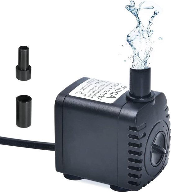 Miniwaterpomp dompelpomp met 2 sproeikoppen - vijverpomp 8W 600 l/h - waterfonteinpomp voor aquarium tuinvijverfontein fonteinpomp