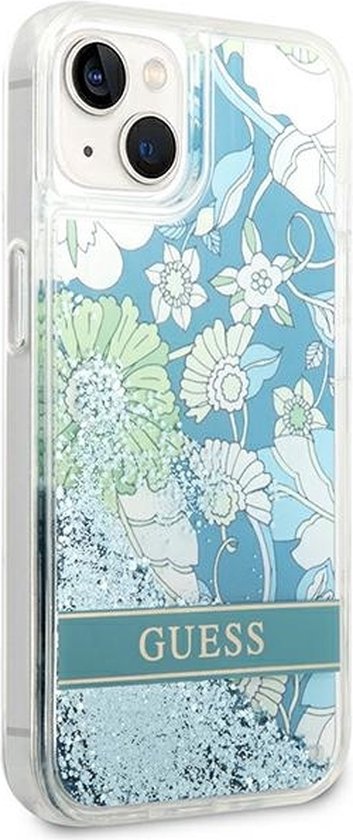 Guess - GUHCP14MLFLSN - iPhone - 14 - Plus - 6.7 - vert/vert - coque rigide - Fleur - Liquide - Glitter