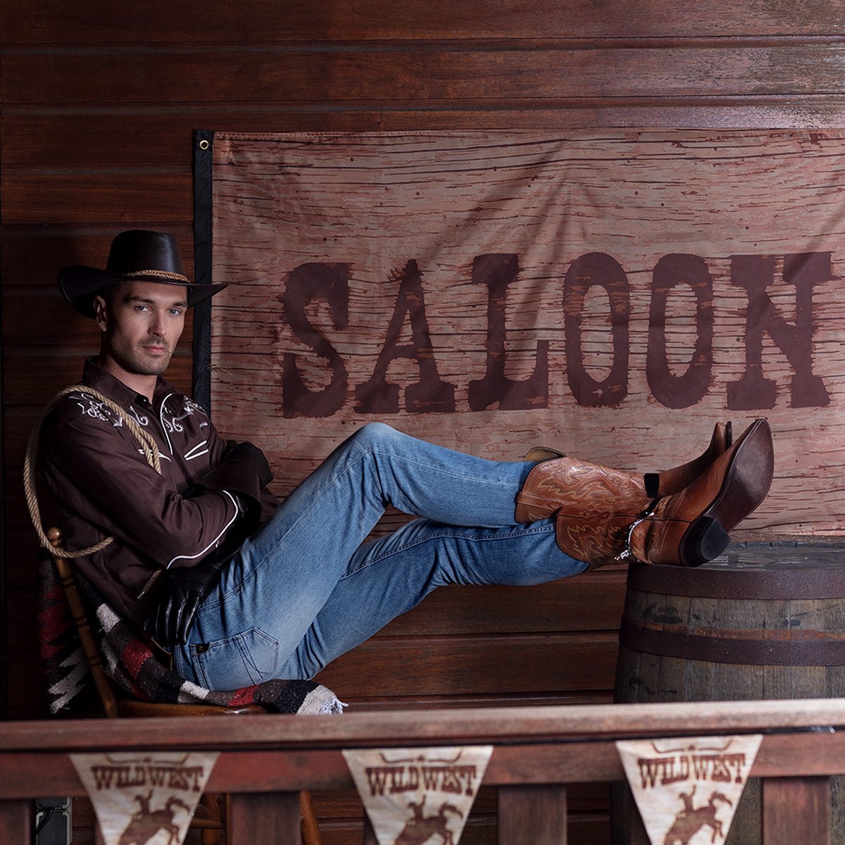 Boland - Shirt Western bruin (M) - Volwassenen - Cowboy - Cowboy - Indiaan — cadeau in Mode & Accessoires - foto 5