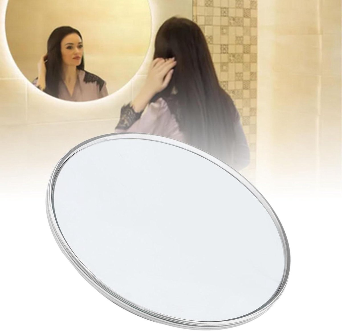 Make-up Spiegel - Spiegel 30X Vergrootspiegel - Signaalzijdige Vergrote Spiegel - 3 Bevestigende Zuignappen - Reisvergrotende - Make-up Vergrotende - Geschikt voor Reizen - Make-up (Zilver)
