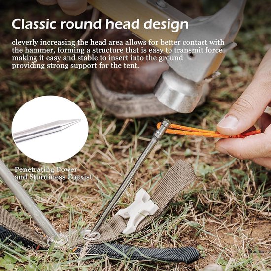 12 Piquets De Tente, Piquets En Alliage D'aluminium De 18 Cm Pour Camping En Plein Air Les Pique Niques Randonnee Peche 97251006