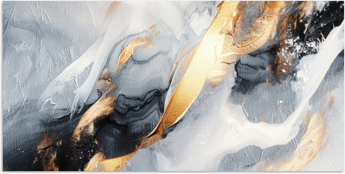 Poster 120x60 cm - Abstract - Goud - Verf - Aesthetic - Art - Posters - Kamer decoratie - 