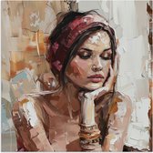 Affiche 50x50 cm - Femme - Aspect peinture - Portrait - Moderne - Posters - Décoration chambre - Décoration murale salon - Décoration murale chambre