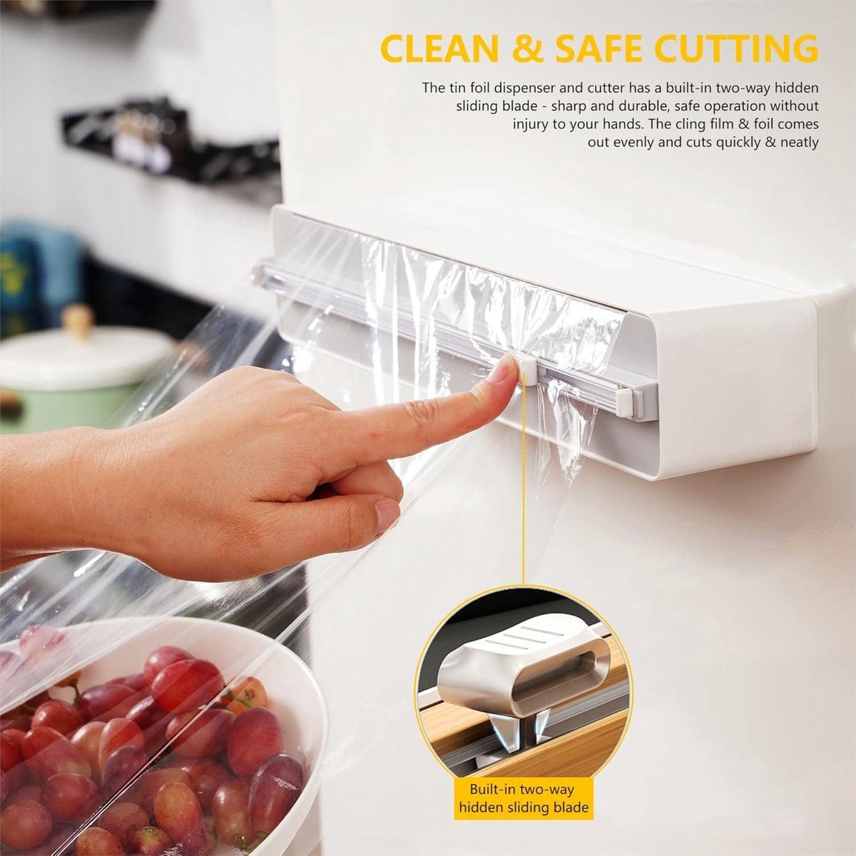 Folie Vershoudfolie Snijder Voedselfolie Dispenser Keukengereedschap Mes Type Vershoudfolie Snijdoos Plastic Scherpe Snijder Opslaghouder – koop de beste producten in de online winkel