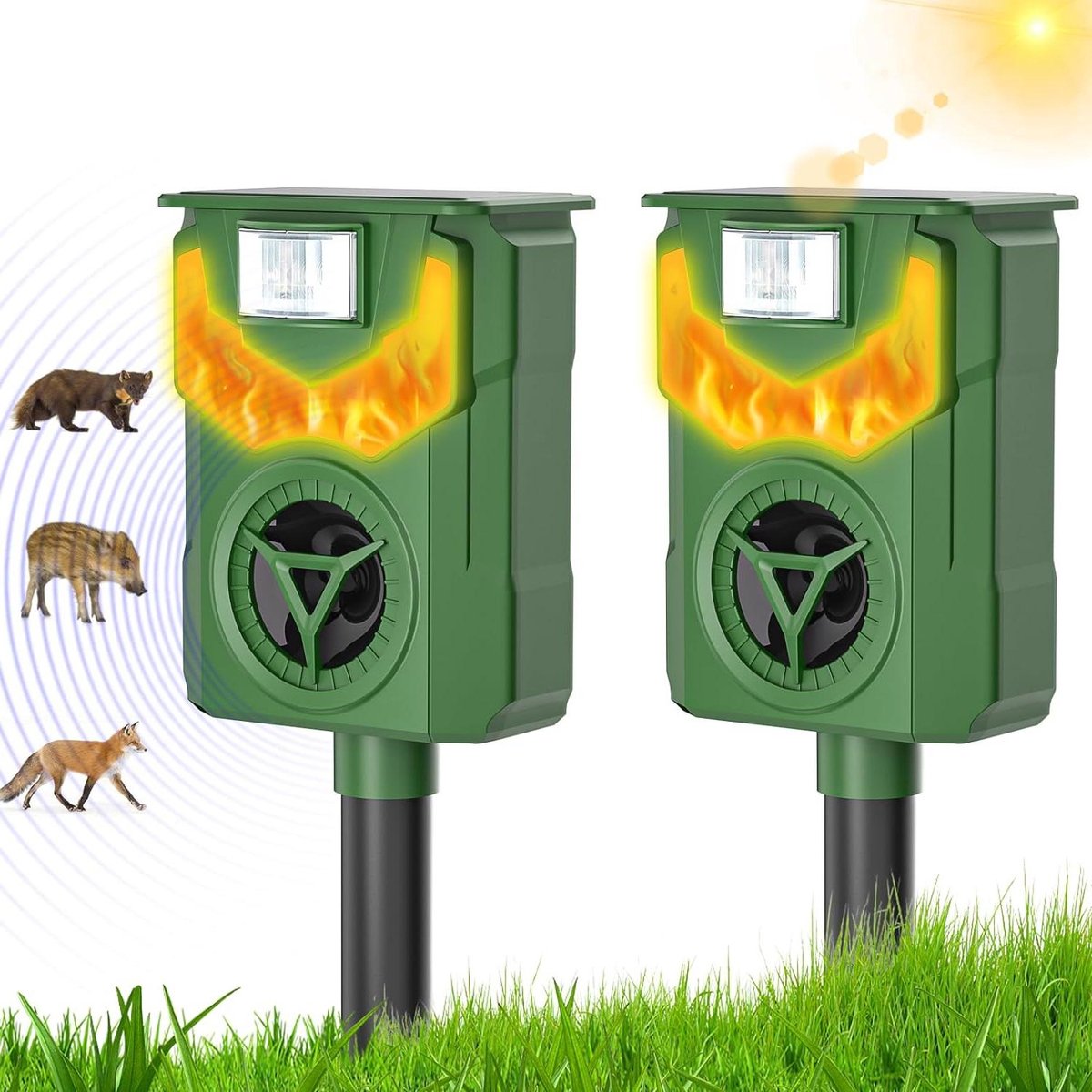 Kattenverjager ultrasone marterafweer voor tuin-garage-zonne-energie-UBS-led-kattenafweer-wat...