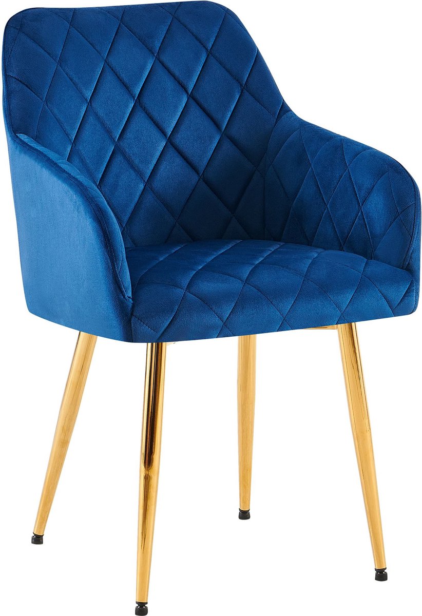 CLP Monett Eetkamerstoel - met armleuning - klassiek - metalen frame - Velvet - goud/donke