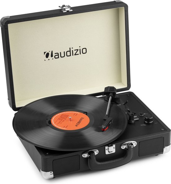 Platenspeler Bluetooth IN/OUT - Audizio RP116BK - 2024 model - Retro platenspeler met speakers - Zwart
