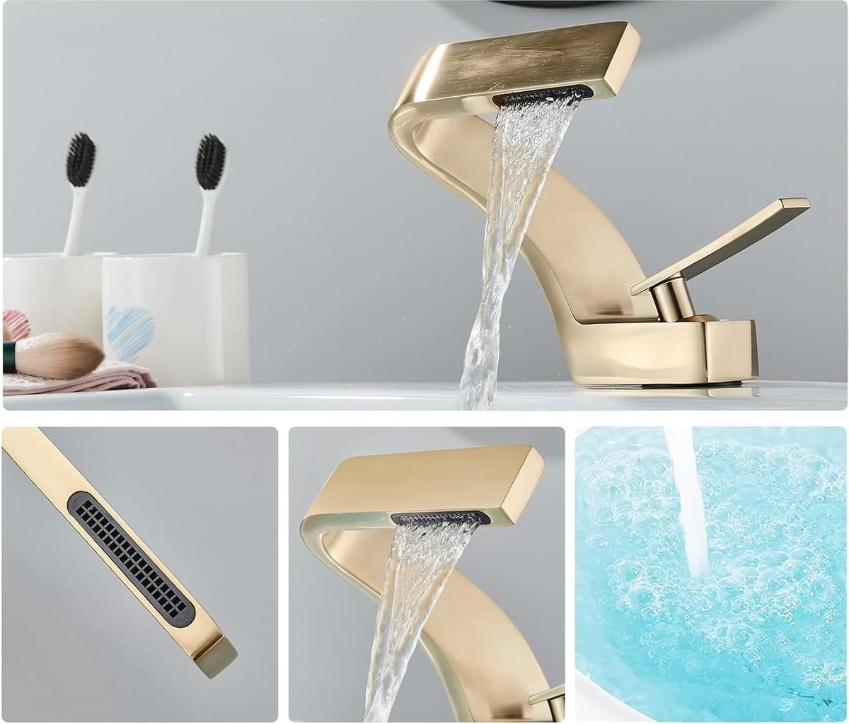 Kranen, kranen/wit messing wastafelkraan massief koud warm water badkamerkraan enkel handvat water wastafel kraan badkamer accessoires/goud (kleur: goud