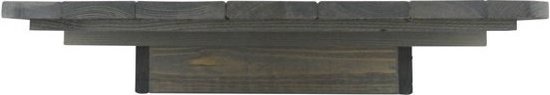 Grijze houten tafel met een plank.