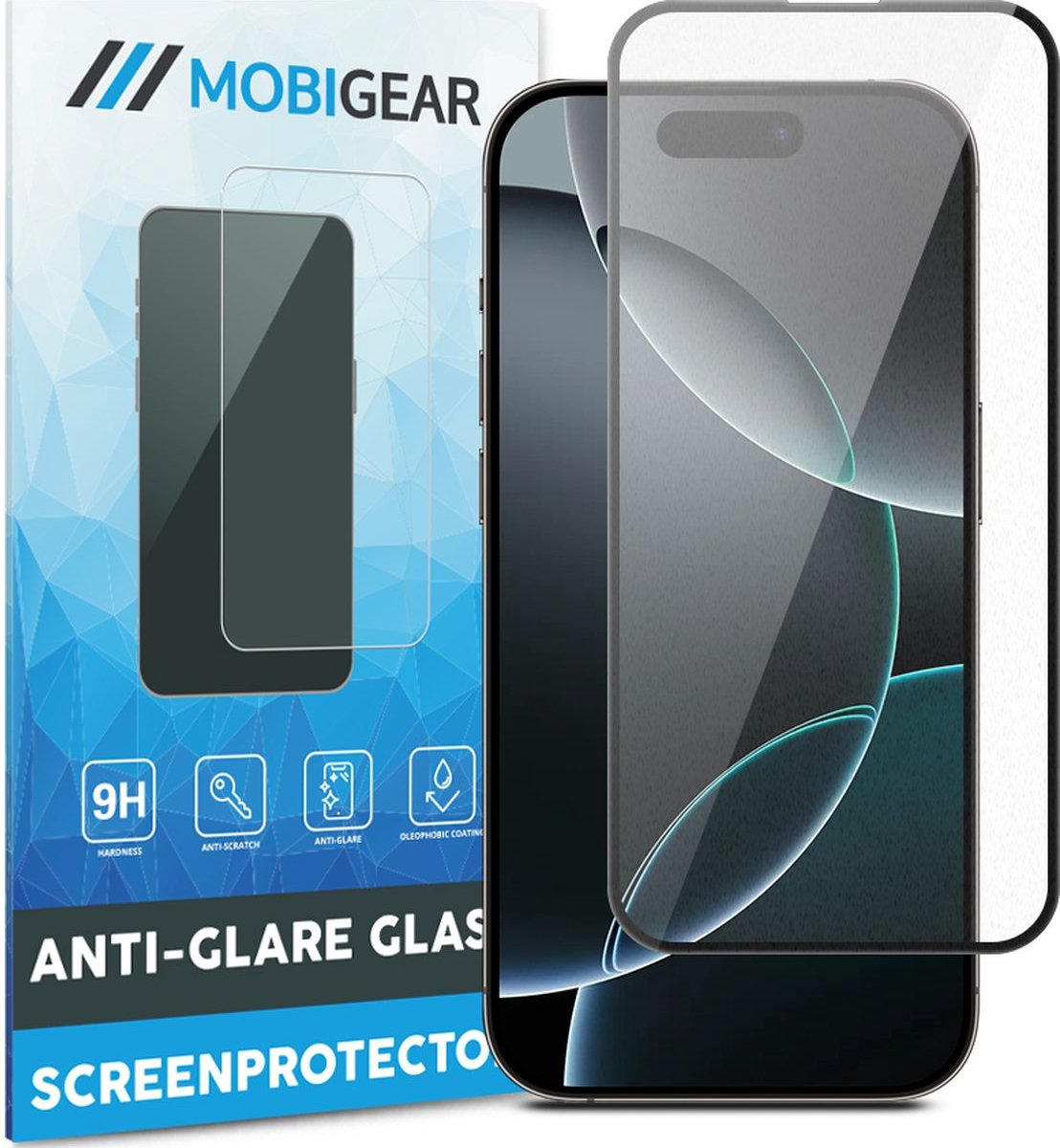 Mobigear Screenprotector geschikt voor Apple iPhone 16 Pro Glazen | Mobigear Premium Screenprotector Anti-Glare - Case Friendly - Zwart