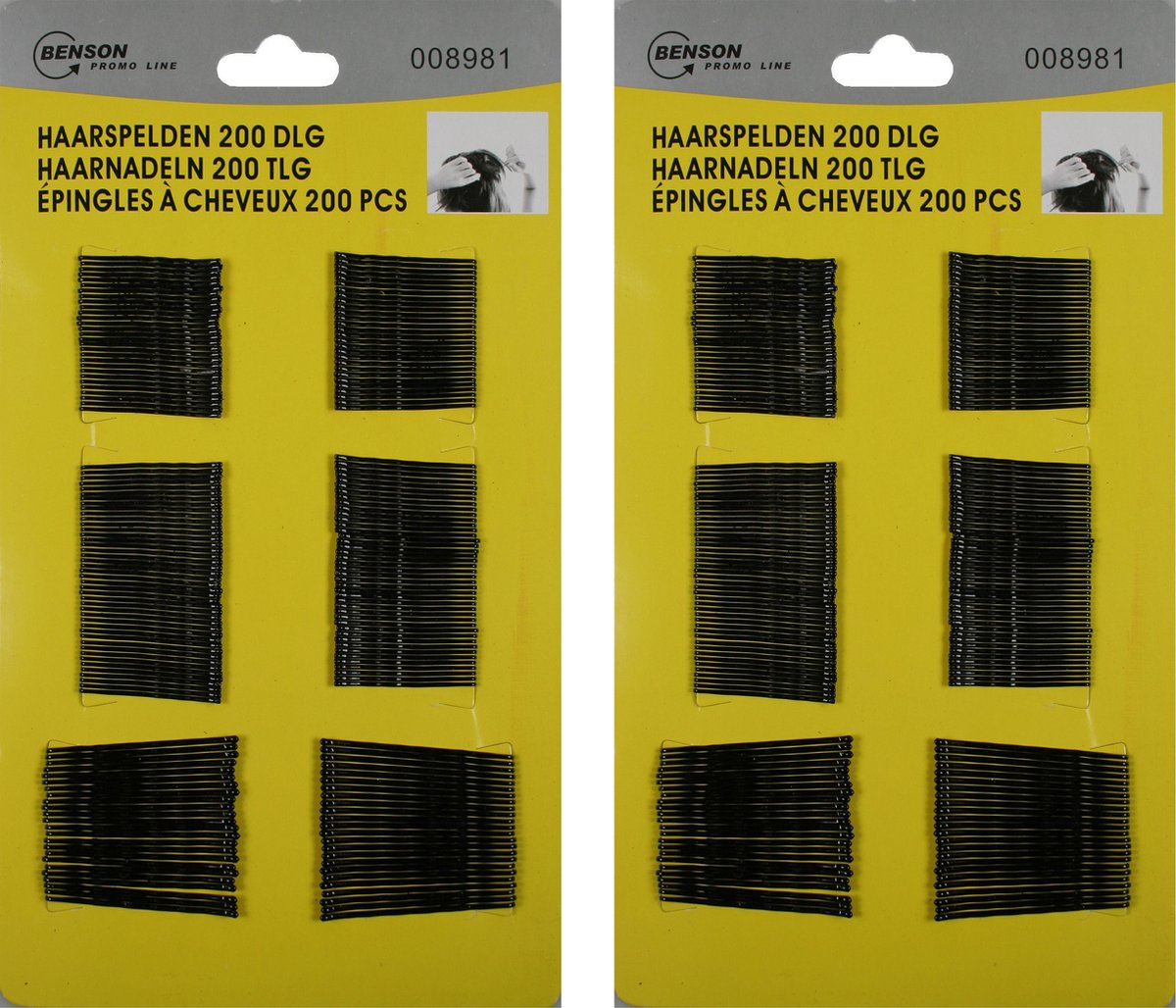 Benson Schuifspeldjes - 400x - zwart - 45 en 55 mm - haarspelden