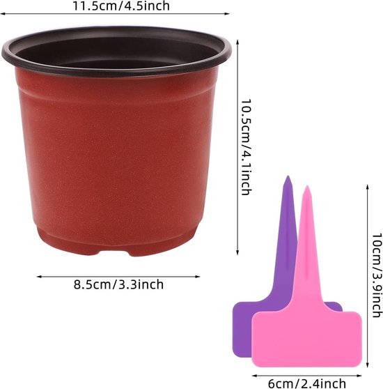 Rseuphiee 100 stuks kunststof bloempot, plantenpot 10 cm diameter