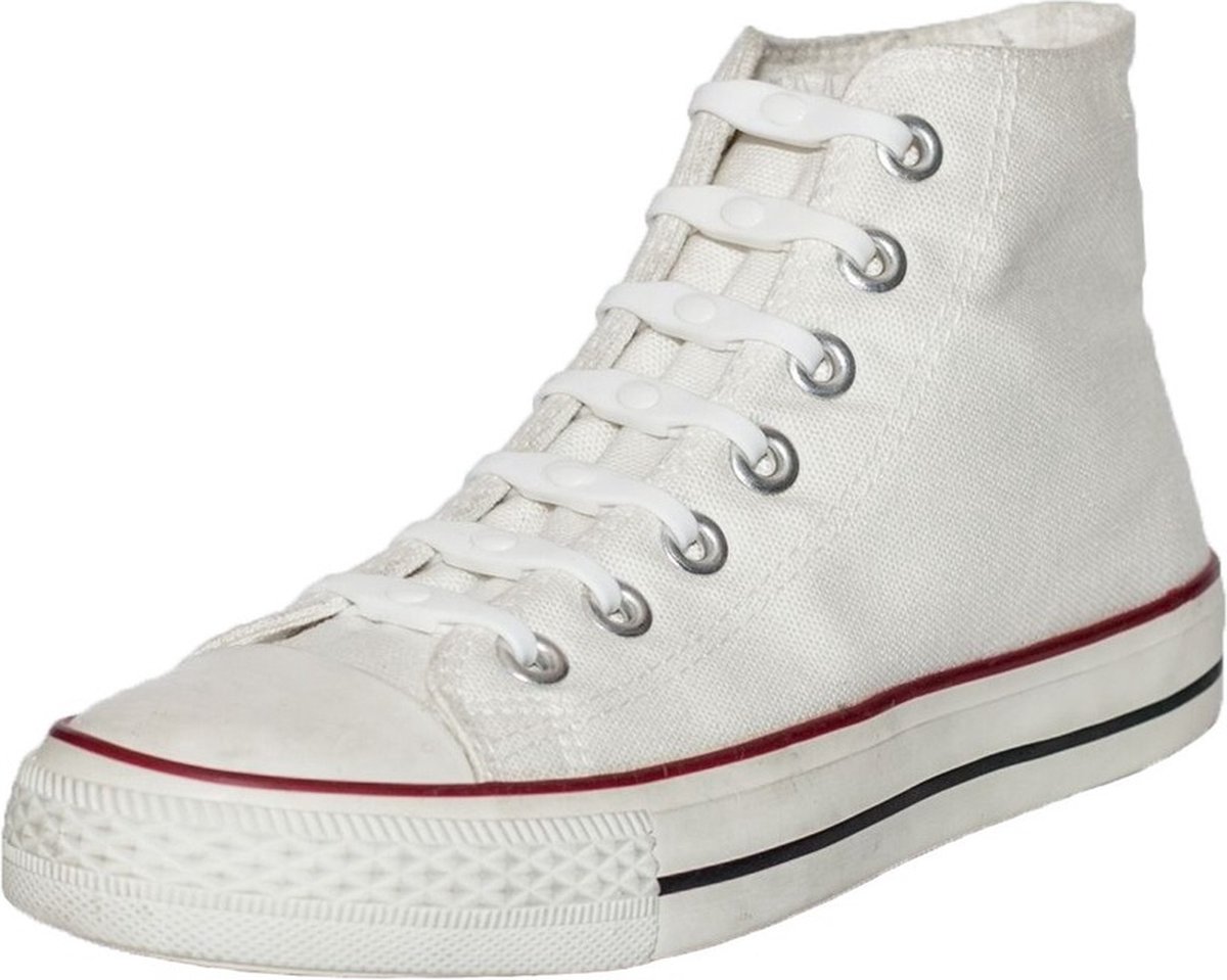 28x stuks Shoeps elastische veters wit - Sneakers/gympen/sportschoenen elastieken veters