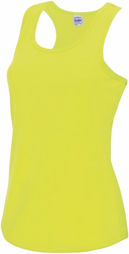 AWDis sport singlet voor dames - neon geel - mouwloos shirtje - polyester - lucht doorlatend - snel drogend S