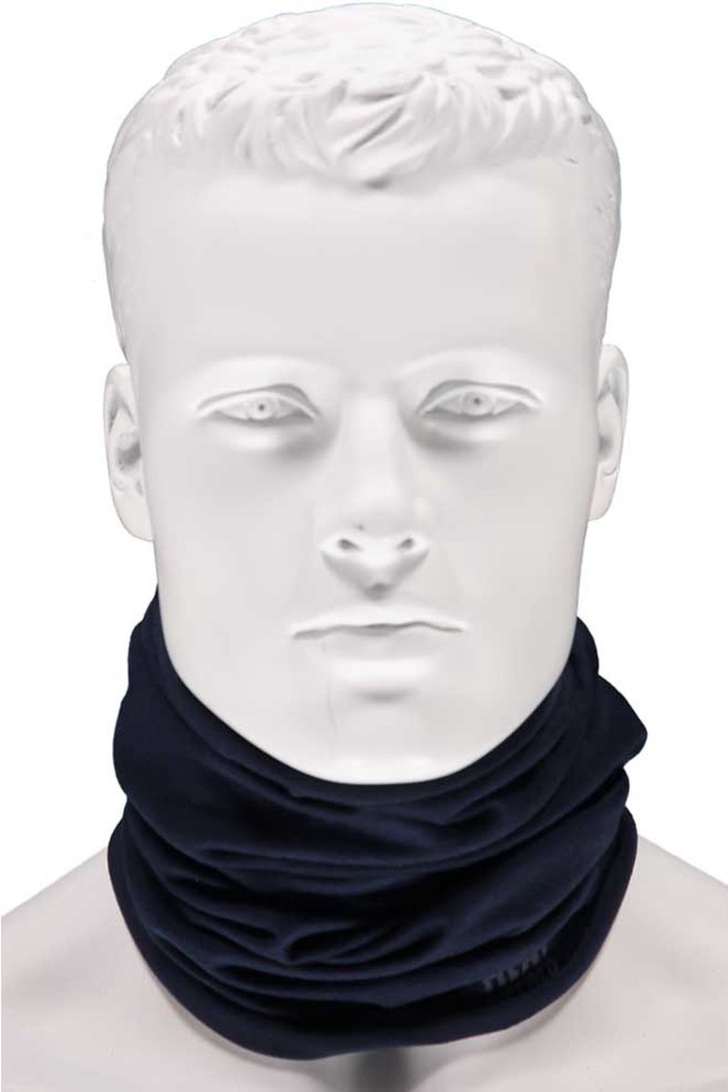 Donkerblauw thermo fleece sjaal/shawl voor volwassenen - Multifunctionele morf sjaal - Warme gezichtsbedekker/windvanger - Nekwarmers
