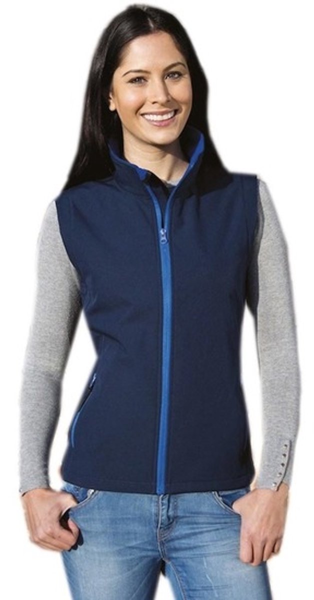 Softshell casual bodywarmer navy blauw voor dames - Outdoorkleding wandelen/zeilen - Mouwloze vesten M